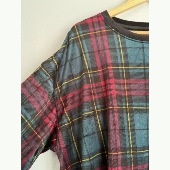 Cuddl Duds Women’s 2X Plaid Red Blue Plaid Plush Pj Top Loungewear Cozy Winter - Picture 5 of 10